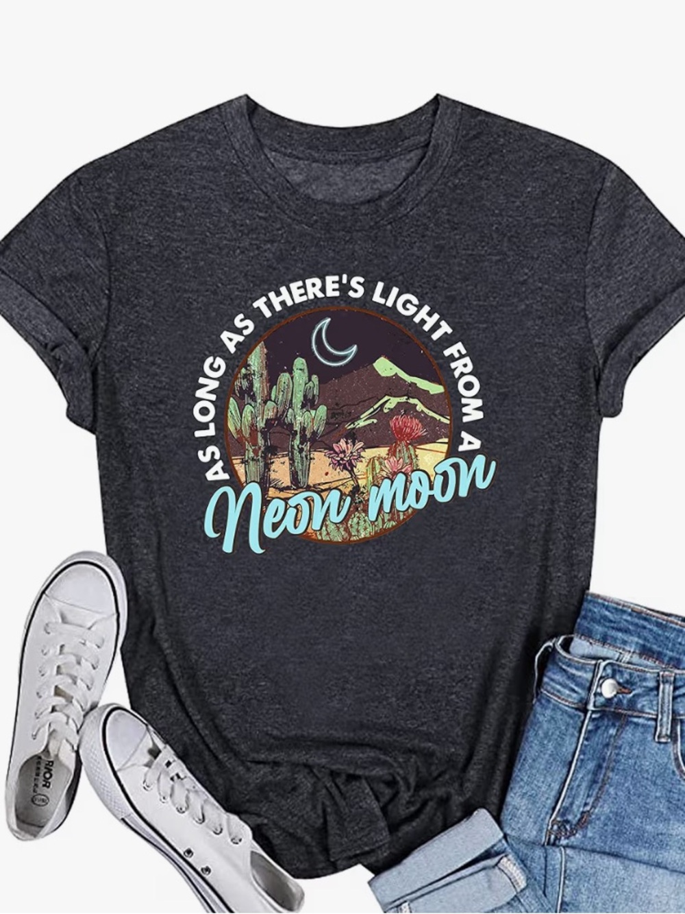 Neon Moon shirt desert cactus mountains southwest NEW boho top 2xl